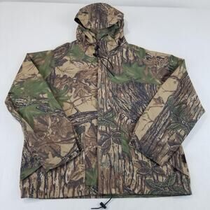 Vintage 10X Gore-Tex Rain Jacket Mens Large Brown Camo Hooded Hunting Coat